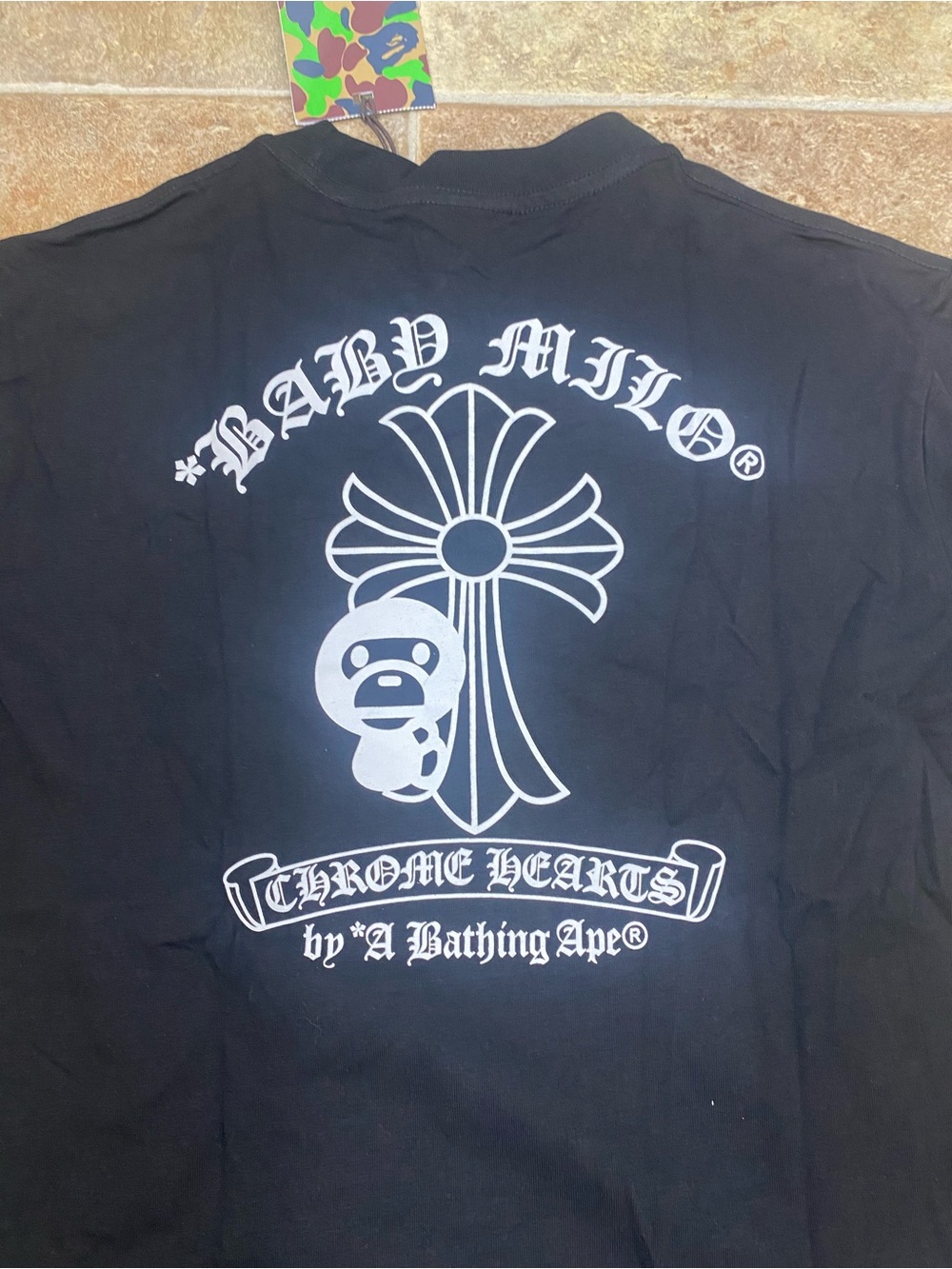 Bape Black and White Graphic Short Sleeve Tee - Picture 2 of 5